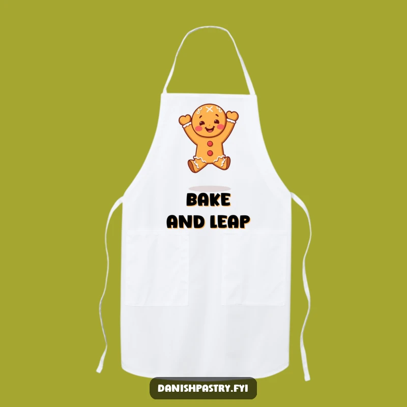 Funny Gingerbread Leap Apron - Celebratory Chef's Delight for Bakers