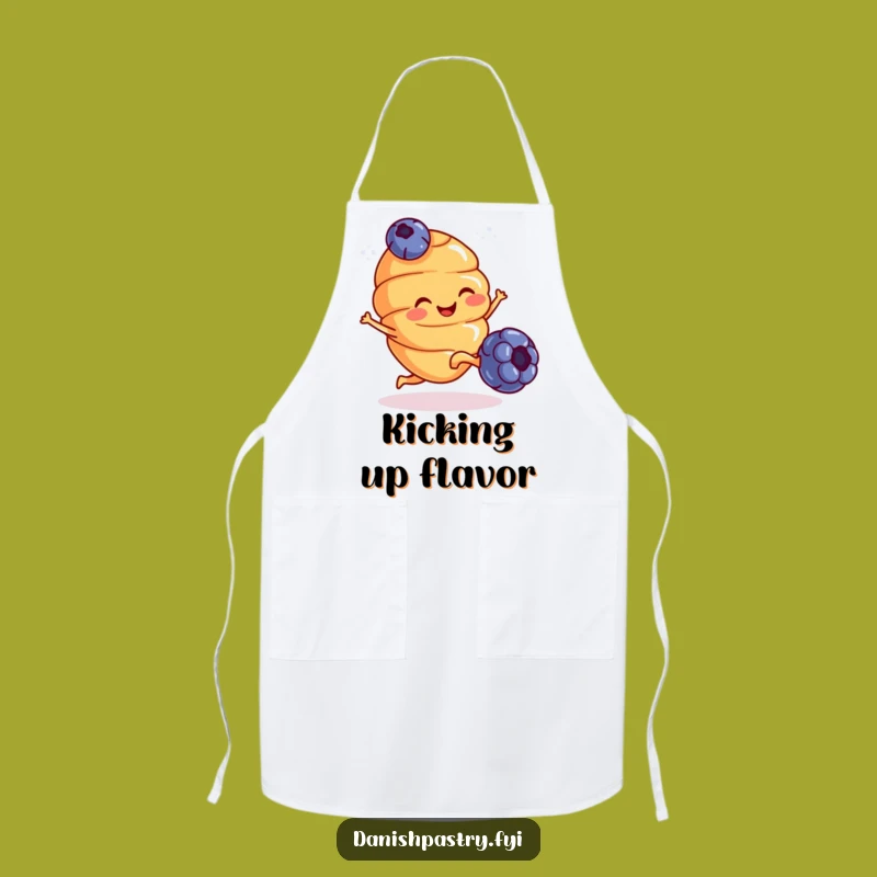 Funny Croissant Kicking Blueberry Apron - Hilarious Kitchen Wear for Foodies