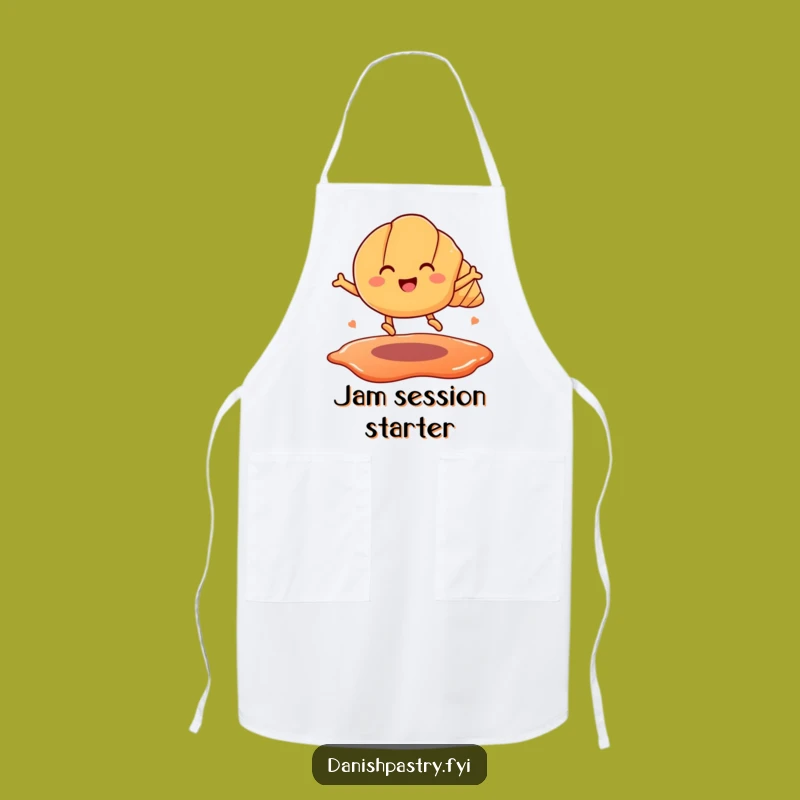 Funny Croissant Jam Leap Apron: Chef's Whimsical Pastry Design, Perfect Funny Gift