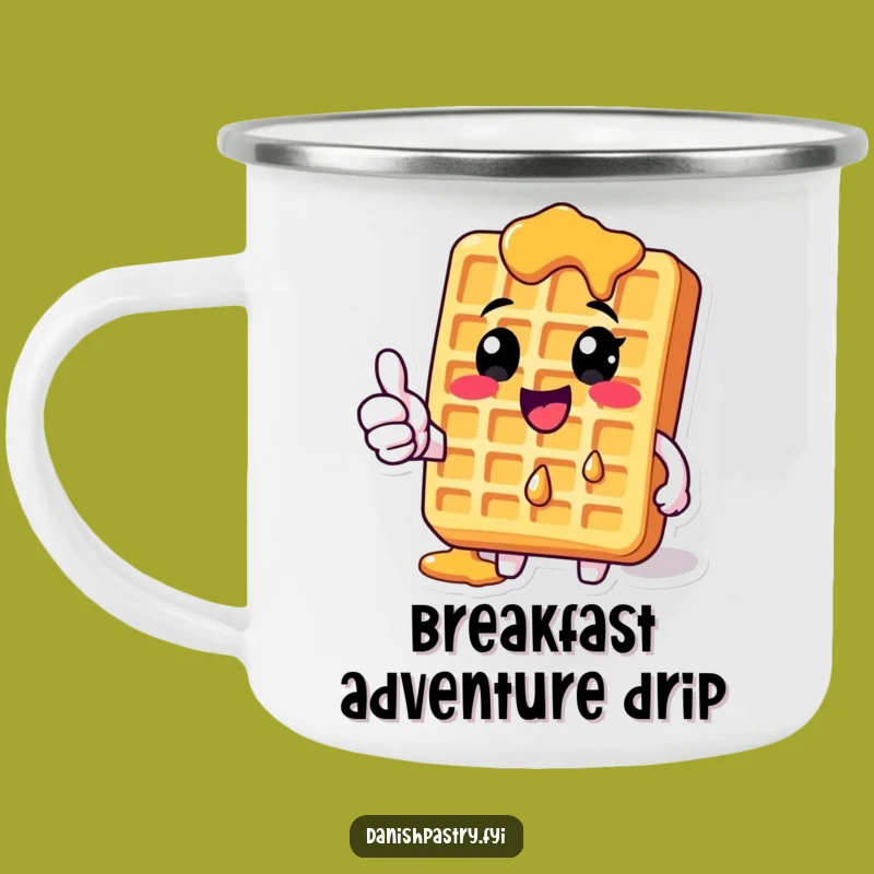 Funny Waffle Syrup Thumbs-Up Camping Mug: Enjoy Hot Drinks with Hilarious Outdoor Cheer