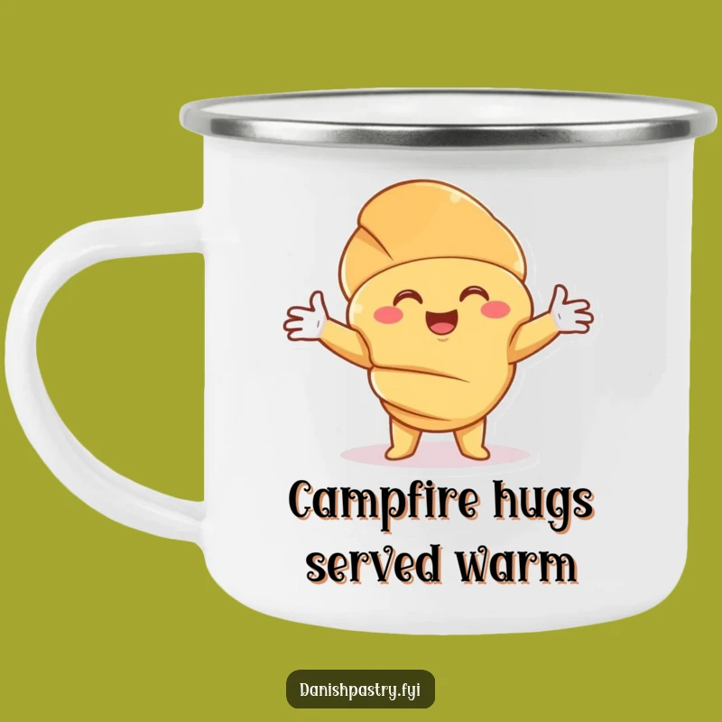 Funny Croissant Hug Camping Mug: Warm Sips and Hilarious Pastry Comfort Outdoors