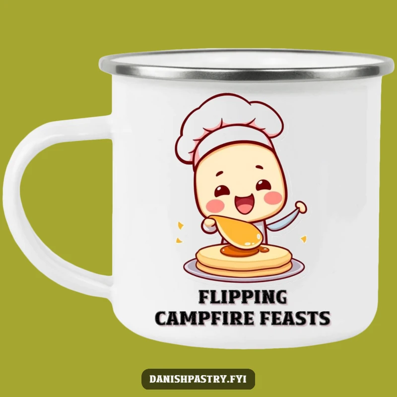 Funny Danish Chef Pastry Camping Mug: Adventure Breakfast with Hilarious Flippin' Fun