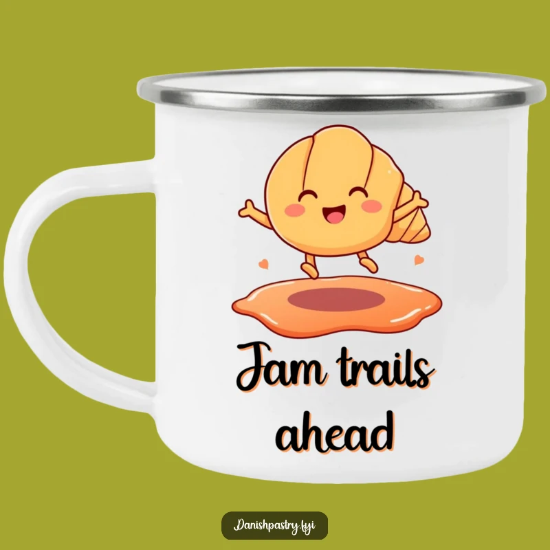 Funny Croissant Jam Leap Camping Mug: Adventure-Ready Pastry Mug, Perfect Funny Gift