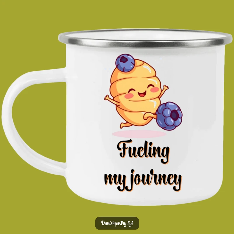 Funny Croissant Kicking Blueberry Camping Mug - Adventure Ready & Hilarious