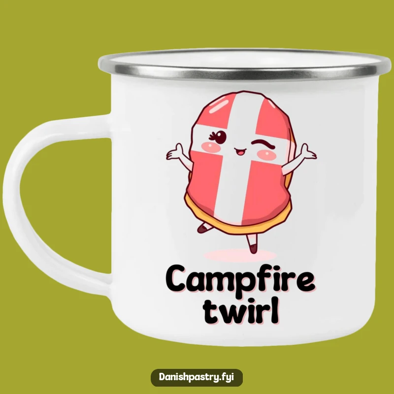 Funny Danish Flag Pastry Pirouette Camping Mug: Trailside Playfulness, Gift