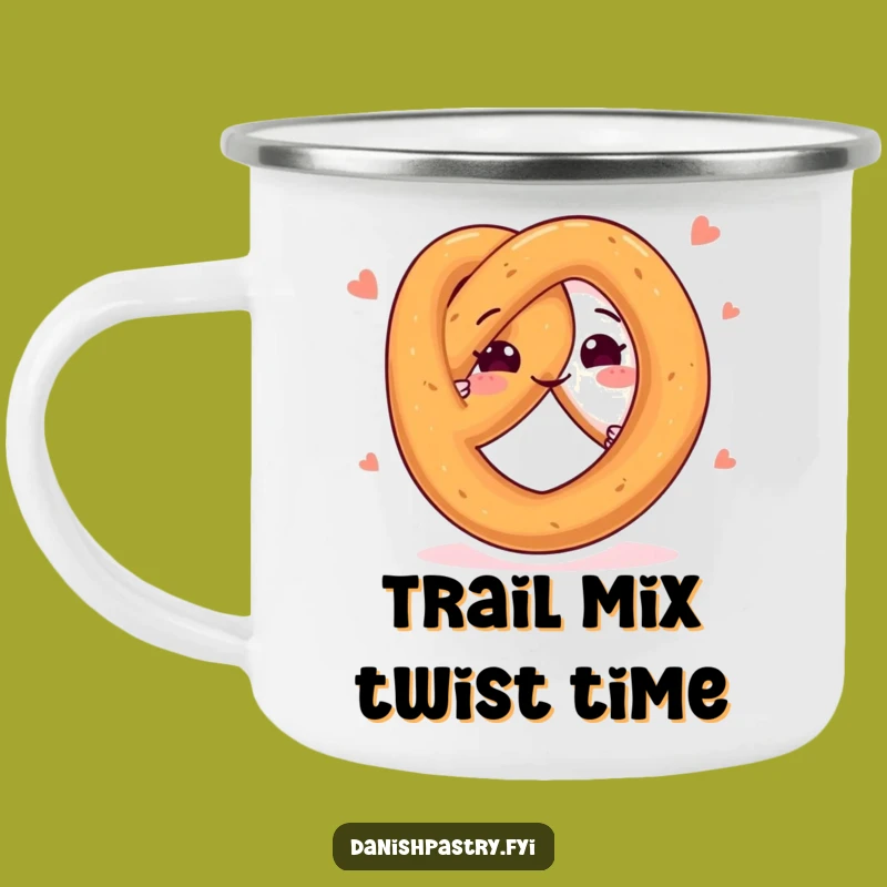 Funny Happy Pretzel Twists Camping Mug - Durable & Playful Snack Adventure Gift
