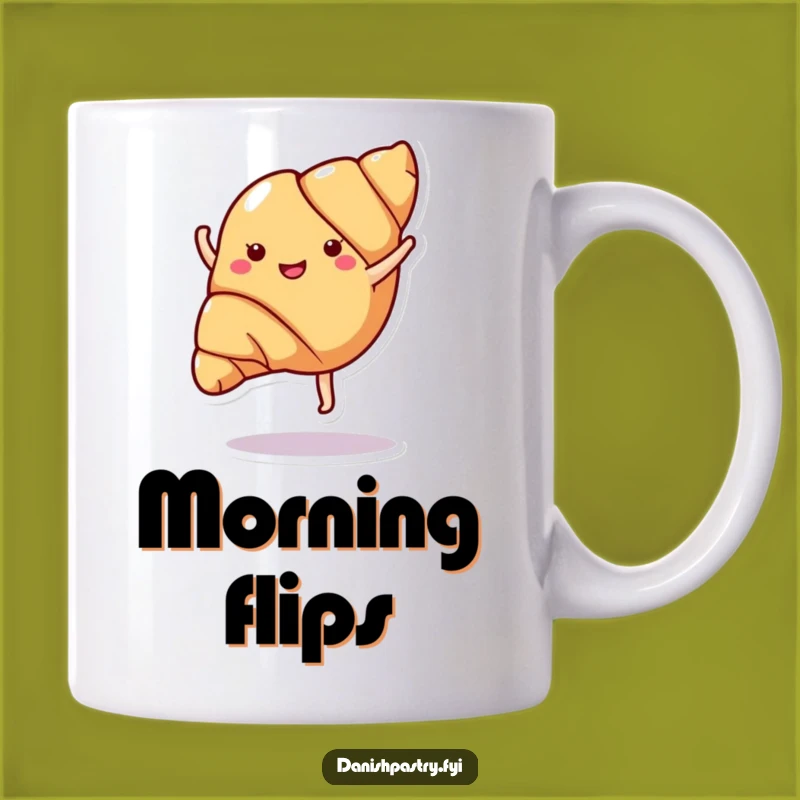 Funny Croissant Cartwheel Mug - Hilarious Pastry Gift for Breakfast Lovers
