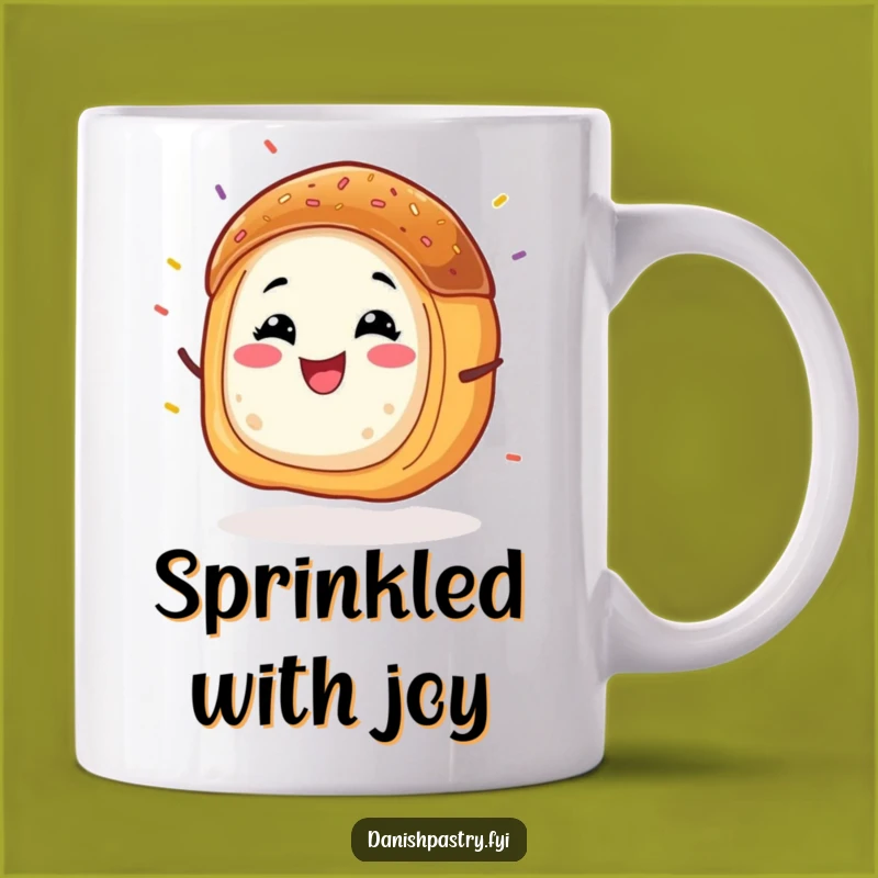 Funny Danish Pastry Wiggle Mug: Joyful Sprinkled Treat Gift