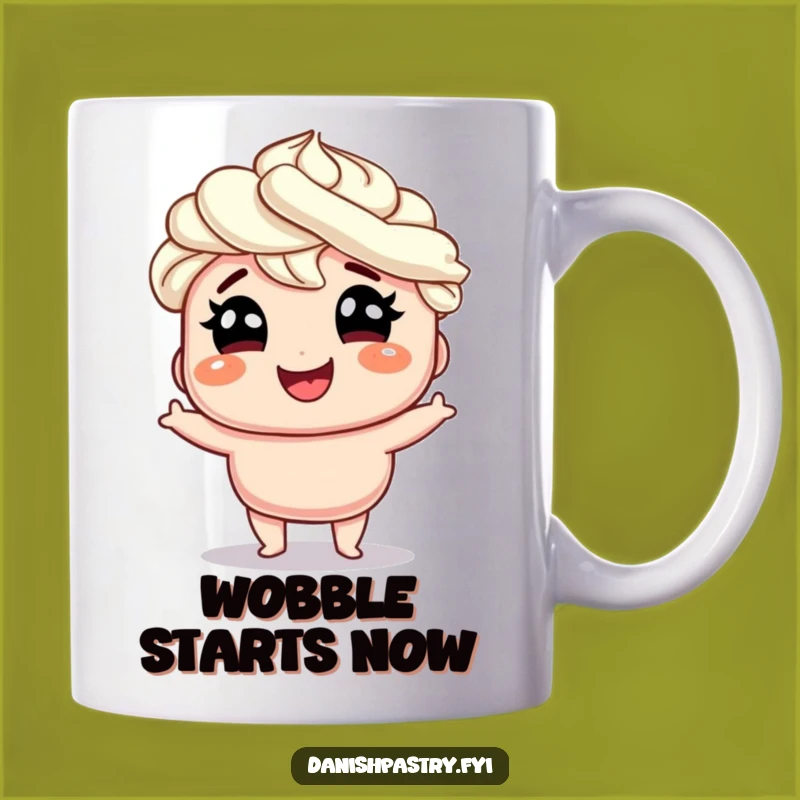 Funny Danish Wobble Mug: Whipped Cream Hair Delight, Hilarious Pastry Gift