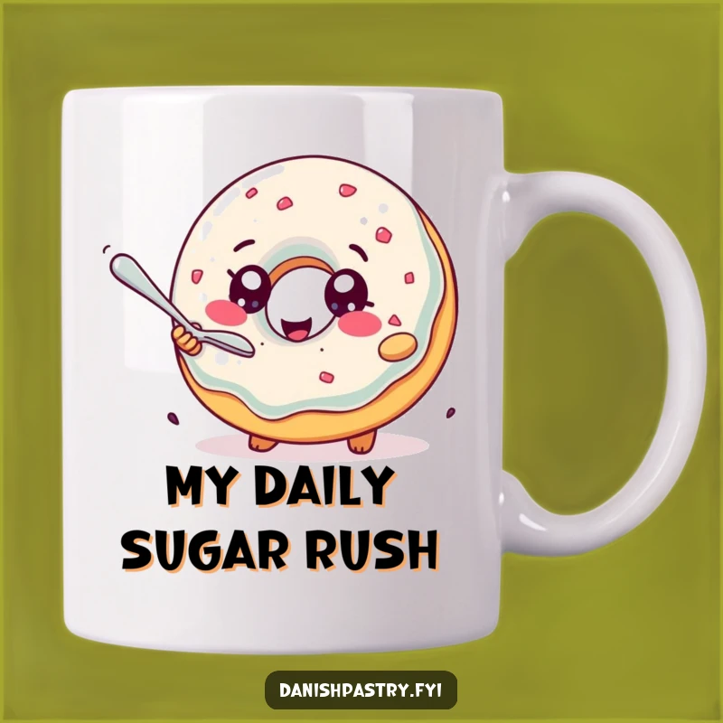 Funny Jelly Donut Gift Mug: Delighted Pastry Chasing Spoon, Perfect for Sweet Treat Lovers