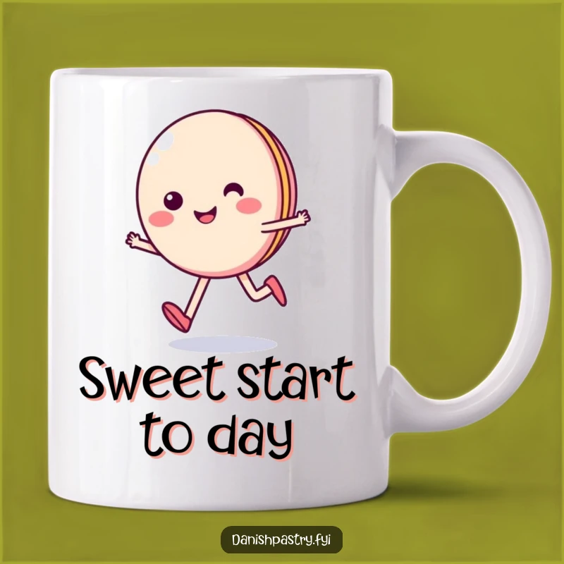 Funny Smiling Macaron Skips Mug - A Sweet & Cheerful Pastry Gift