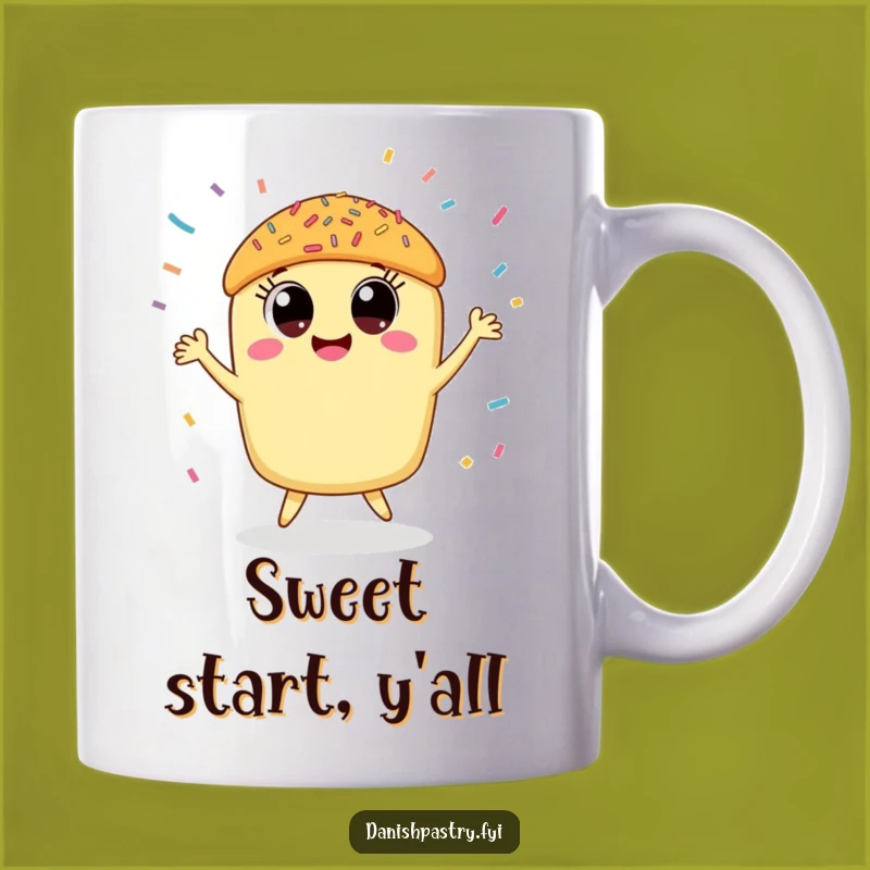 Funny Pastry Dance Mug, Smiling Treat Gift for Dessert Lovers