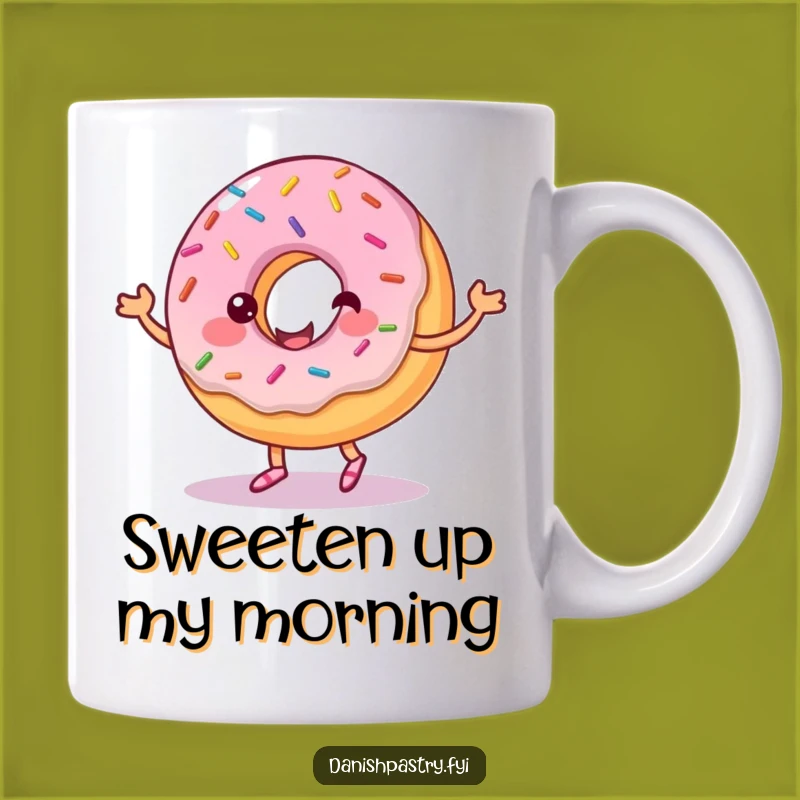 Funny Donut Frosting Dance Mug: Cheerful Sprinkled Character, Perfect Funny Gift
