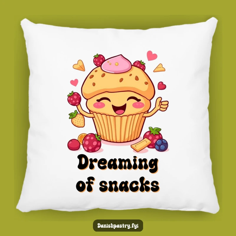Funny Muffin Juggling Berries Pillow - Cozy Comfort & Hilarious Sweet Decor