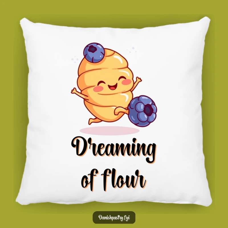 Funny Croissant Kicking Blueberry Pillow - Cozy Comfort & Hilarious Home Decor