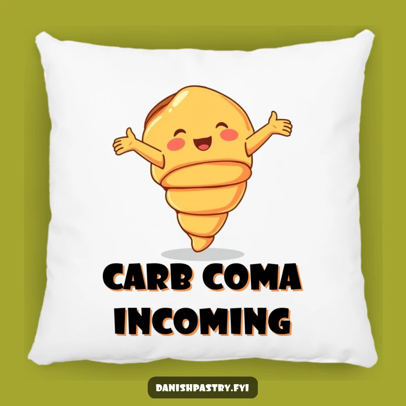 Funny Croissant Pillow - Smiling Pastry Cartwheeling Accent Pillow, Cozy Funny Gift