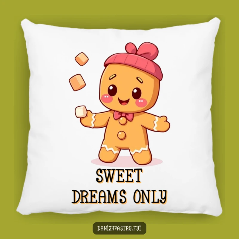 Funny Gingerbread Man Pillow - Juggling Cubes Cushion for Sweet Relaxation