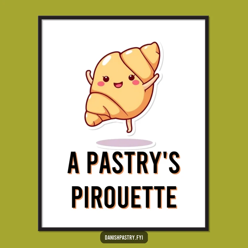 Funny Croissant Cartwheel Digital Art - Instant Whimsy for Your Walls