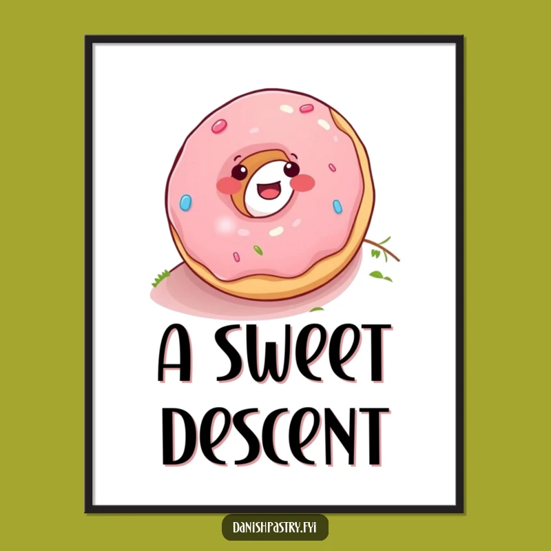Funny Donut Rolling Down Hill Digital Art - Instant Humor for Your Walls