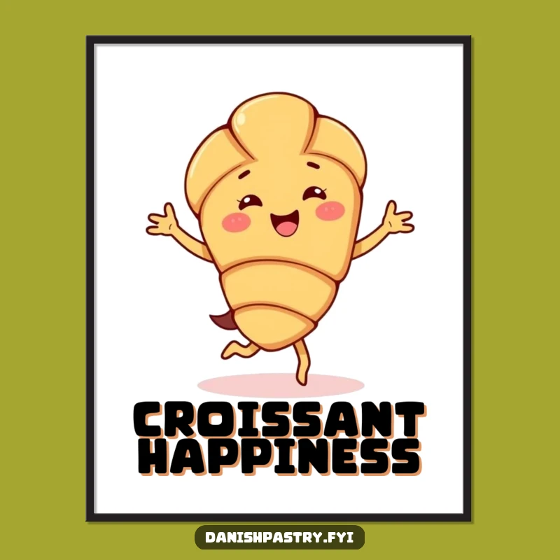 Funny Almond Croissant Digital Print - Jigging Pastry Art for Instant Cheer