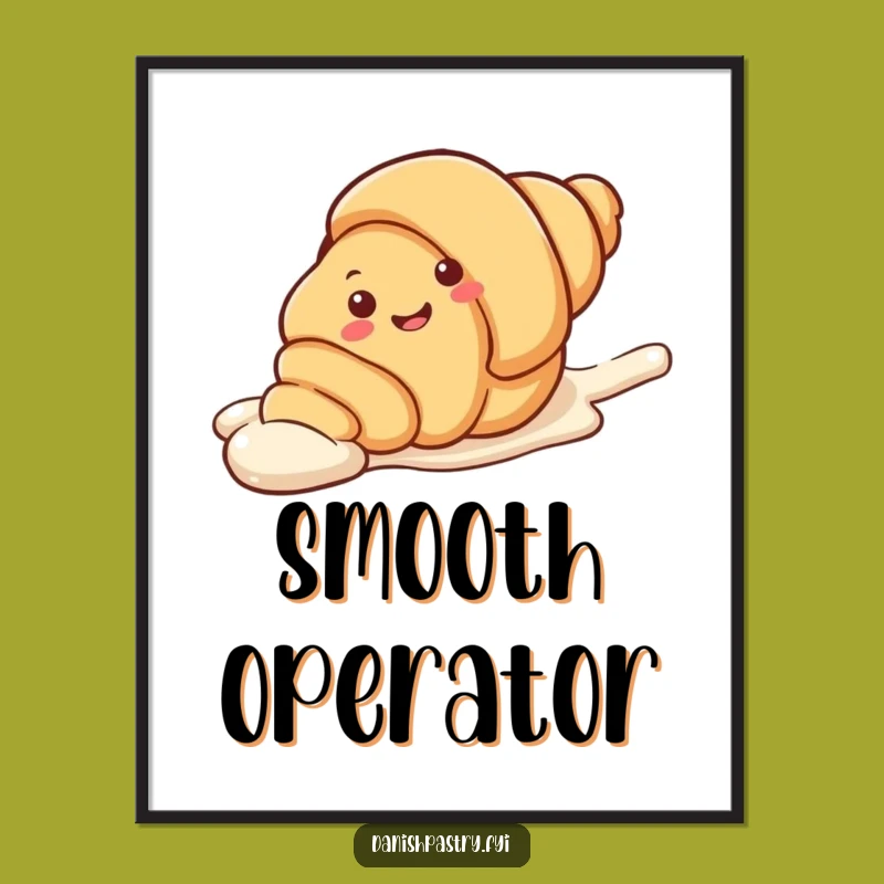 Funny Croissant Slide Digital Art Print - Instant Sweetness, Playful Pastry Decor, Perfect Funny Gift!