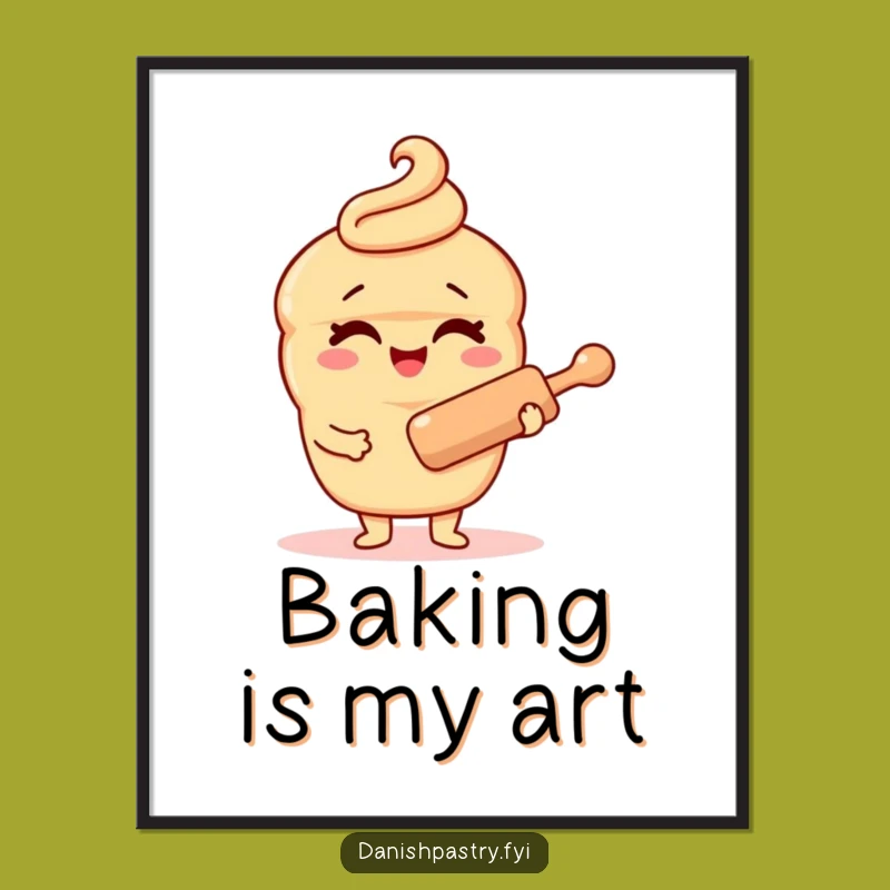 Funny Danish Pastry Digital Print - Winking Baker Art for Instant Humor