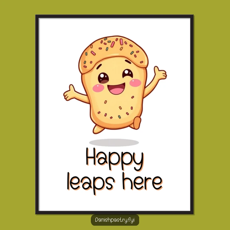 Funny Danish Pastry Leap Digital Art: Instant Sprinkled Joy, Perfect Gift
