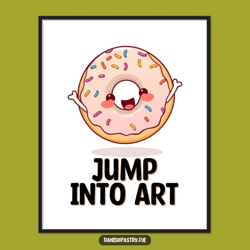 Funny Donut Skipping Rope Digital Art: Cheerful Sprinkles Printable Gift