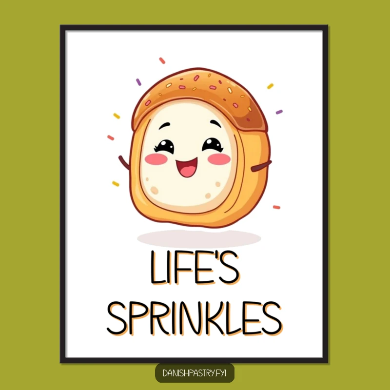 Funny Danish Pastry Wiggle Digital Art: Instant Joyful Sprinkled Decor