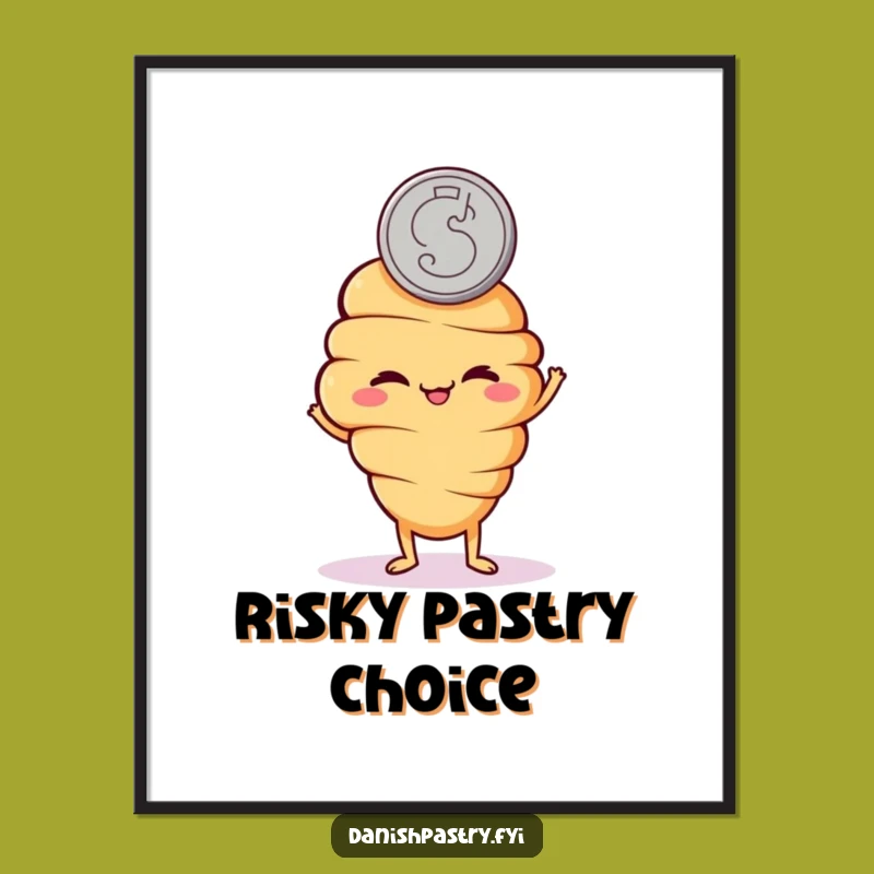 Funny Croissant Coin Flip Digital Art: Playful Decor and Hilarious Gift