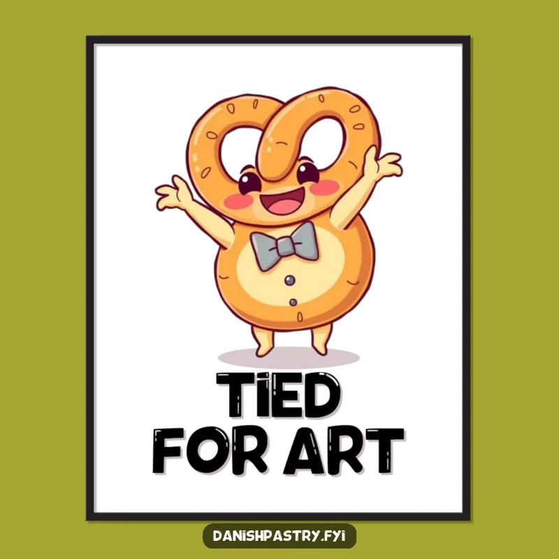 Funny Pretzel Somersault Digital Art: Grinning Bow Tie Printable Gift