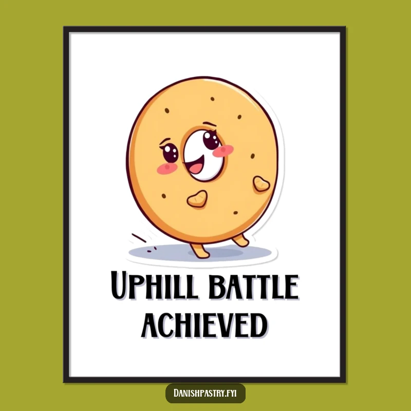 Funny Bagel Uphill Digital Art: Instant Inspirational Pastry Decor