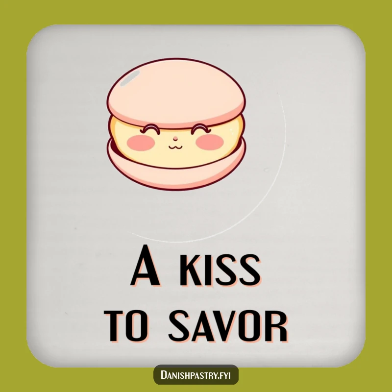 Funny Kissing Macaron Coaster: Rosy Cheek Drink Protector, Humorous Gift