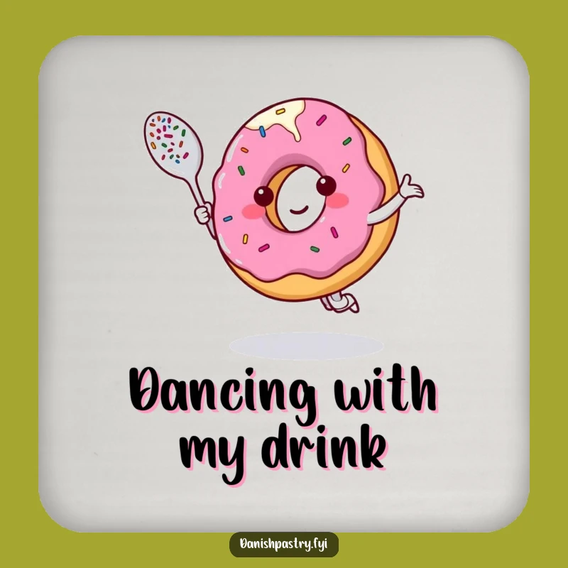 Funny Donut Dancing Drink Coaster: Protect Surfaces with Sweet Humor