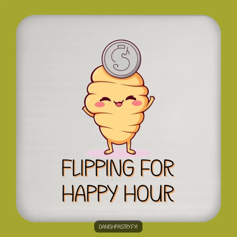 Funny Croissant Coin Flip Drink Coaster: Protect Surfaces with Playful Humor