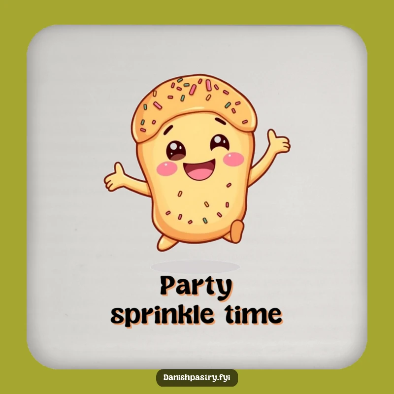 Funny Danish Pastry Leap Coaster: Protect Surfaces with Sprinkled Fun