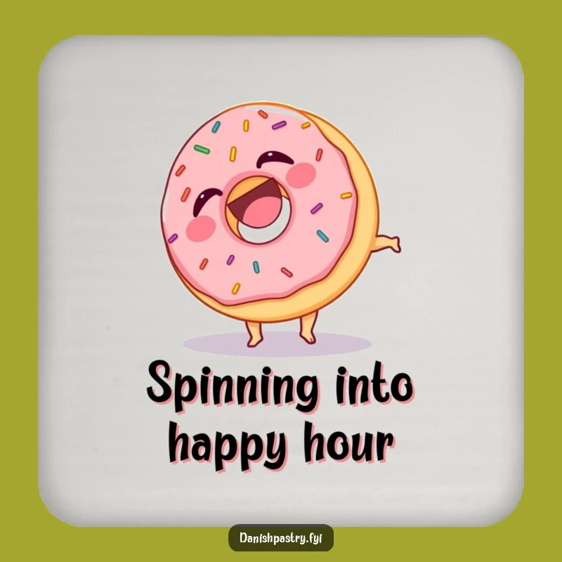 Funny Donut Somersault Coaster: Laughing Sprinkles Drink Protector, Humorous Gift