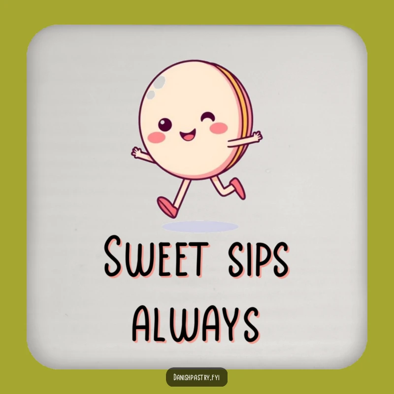 Funny Smiling Macaron Skips Drink Coaster - Sweet Table Protection Gift