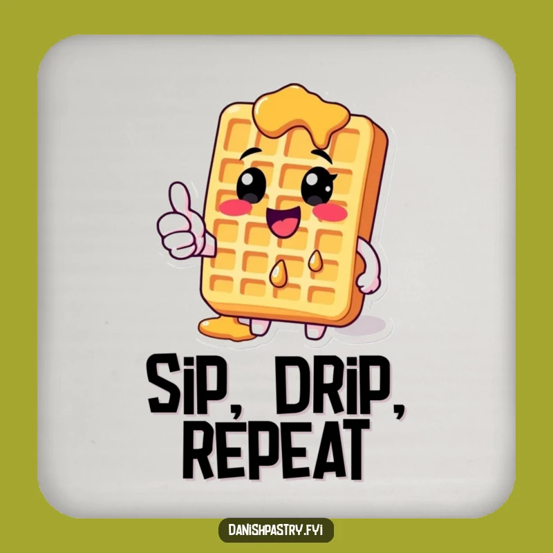 Funny Waffle Syrup Thumbs-Up Coaster Set: Protect Surfaces with Deliciously Humorous Style