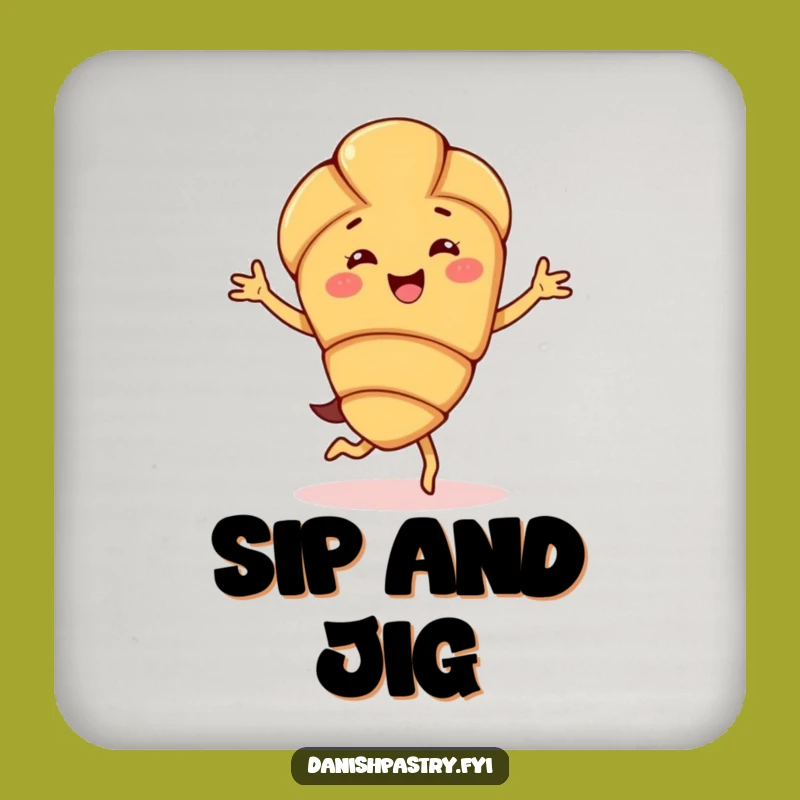 Funny Almond Croissant Coaster - Jigging Pastry Set for Joyful Tables