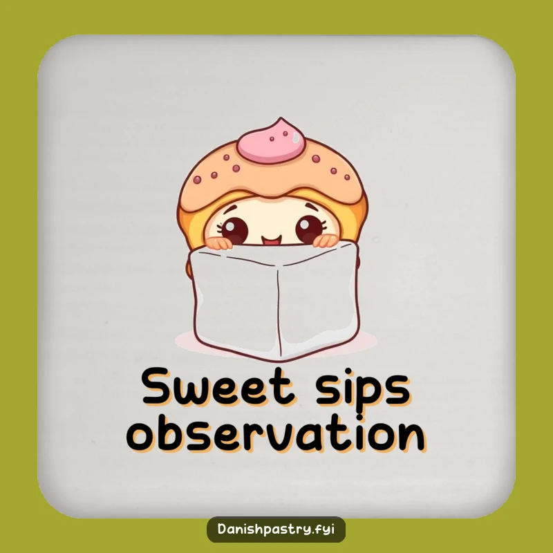 Funny Curious Danish Pastry Peeking Coaster - Sweet Surface Protector Gift