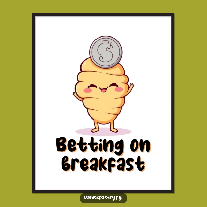 Funny Croissant Coin Flip Poster: Playful Art and Hilarious Gift