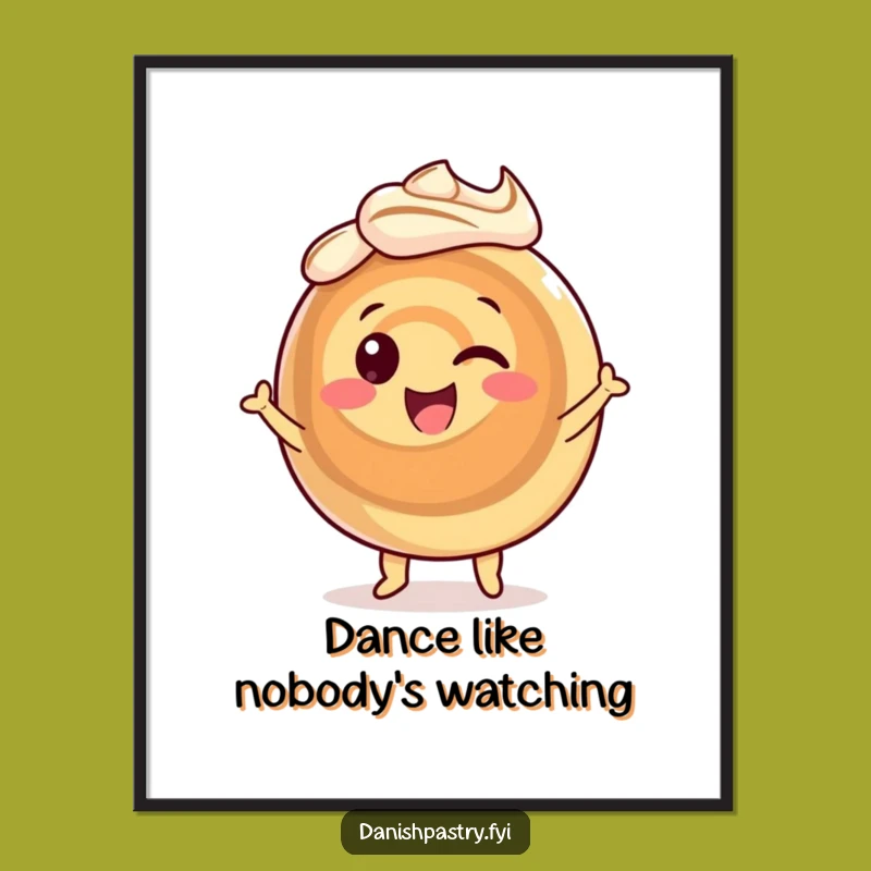 Funny Cinnamon Roll Dance Poster: Joyful Pastry Wall Art Gift