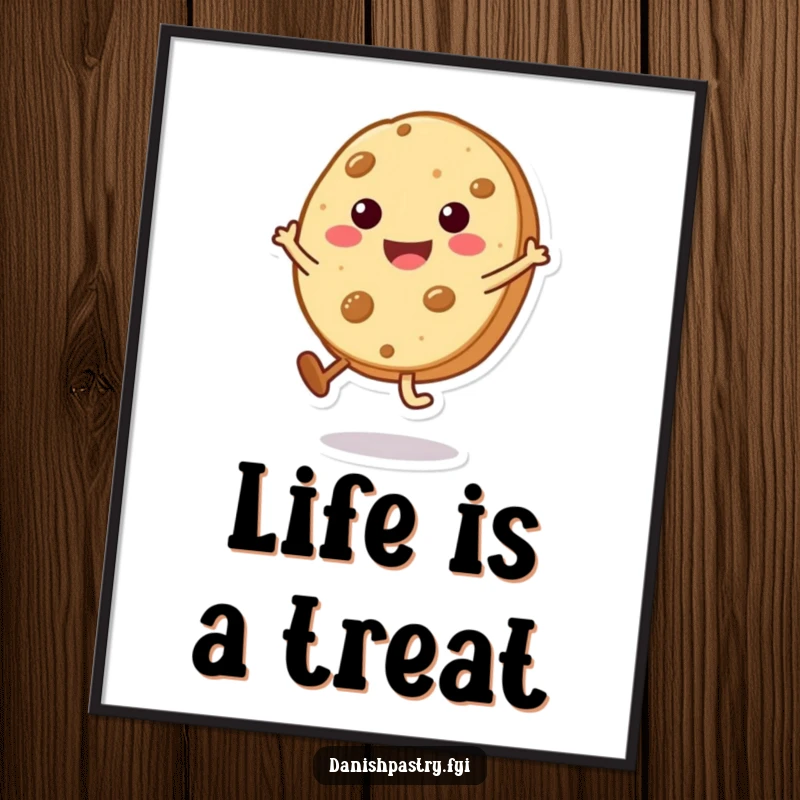 Funny Cookie Poster print of a beaming character doing a tiny cartwheel, perfect for adding sweet and humorous wall art.