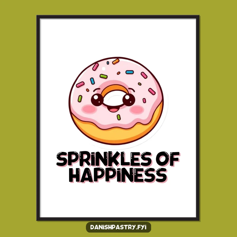 Funny Donut Bounce Poster: Cheerful Pastry Wall Art Gift