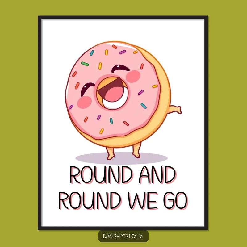 Funny Donut Somersault Poster: Laughing Sprinkles Wall Art, Ideal Humorous Gift