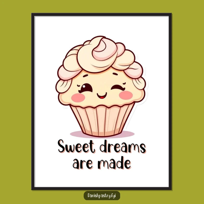 Funny Winking Cupcake Poster: Cheerful Frosting Hair Wall Art, Ideal Humorous Gift