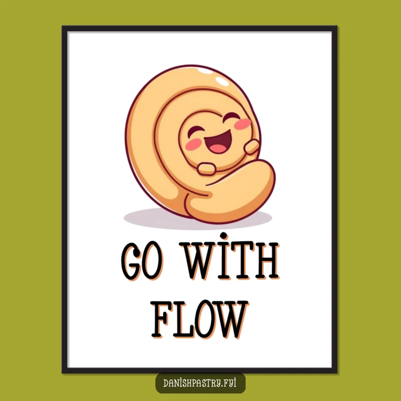 Funny Cinnamon Roll Roll Poster: Playful Pastry Art, Great Gift