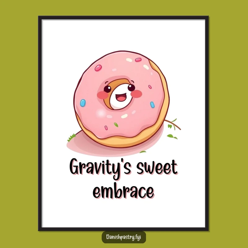 Funny Donut Rolling Down Hill Poster - Hilarious Wall Art for Your Home