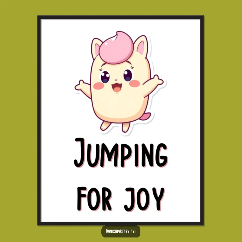 Funny Twinkie Poster: Excited Character Jumping for Joy, Vibrant Funny Wall Art!